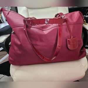 Estee Lauder Deep Red Large Duffle Bag With Attached Mirror